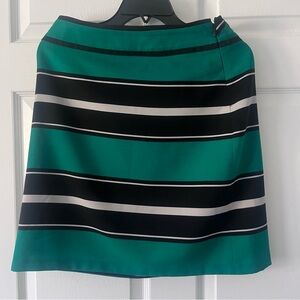 The Limited Teal and Black Striped A-Line Skirt